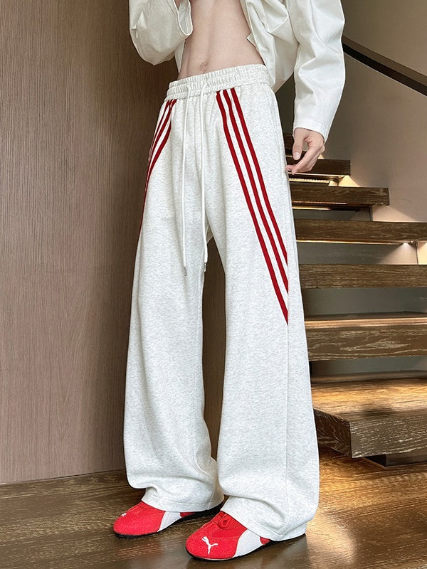 Liber Autumn Neutral wear Color matching Stripes Pants