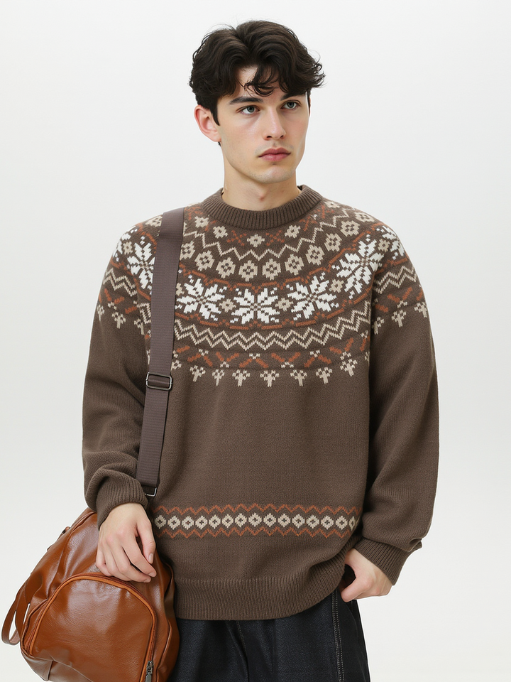 Fair Isle pattern Ethnic style All-match Pullover sweater