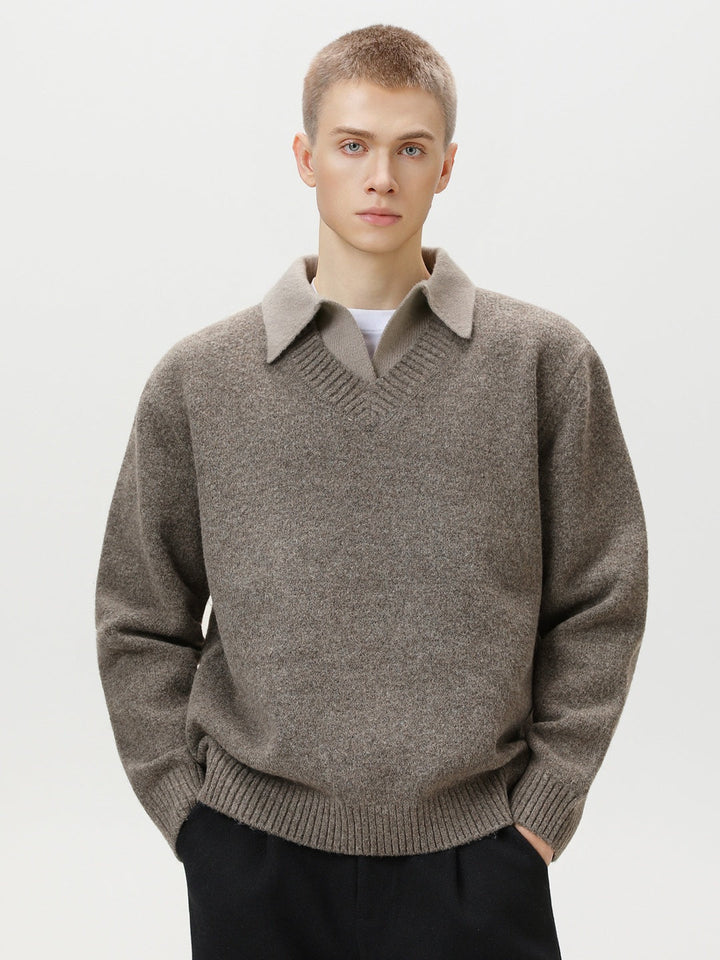 Fake two-piece lapel sweater