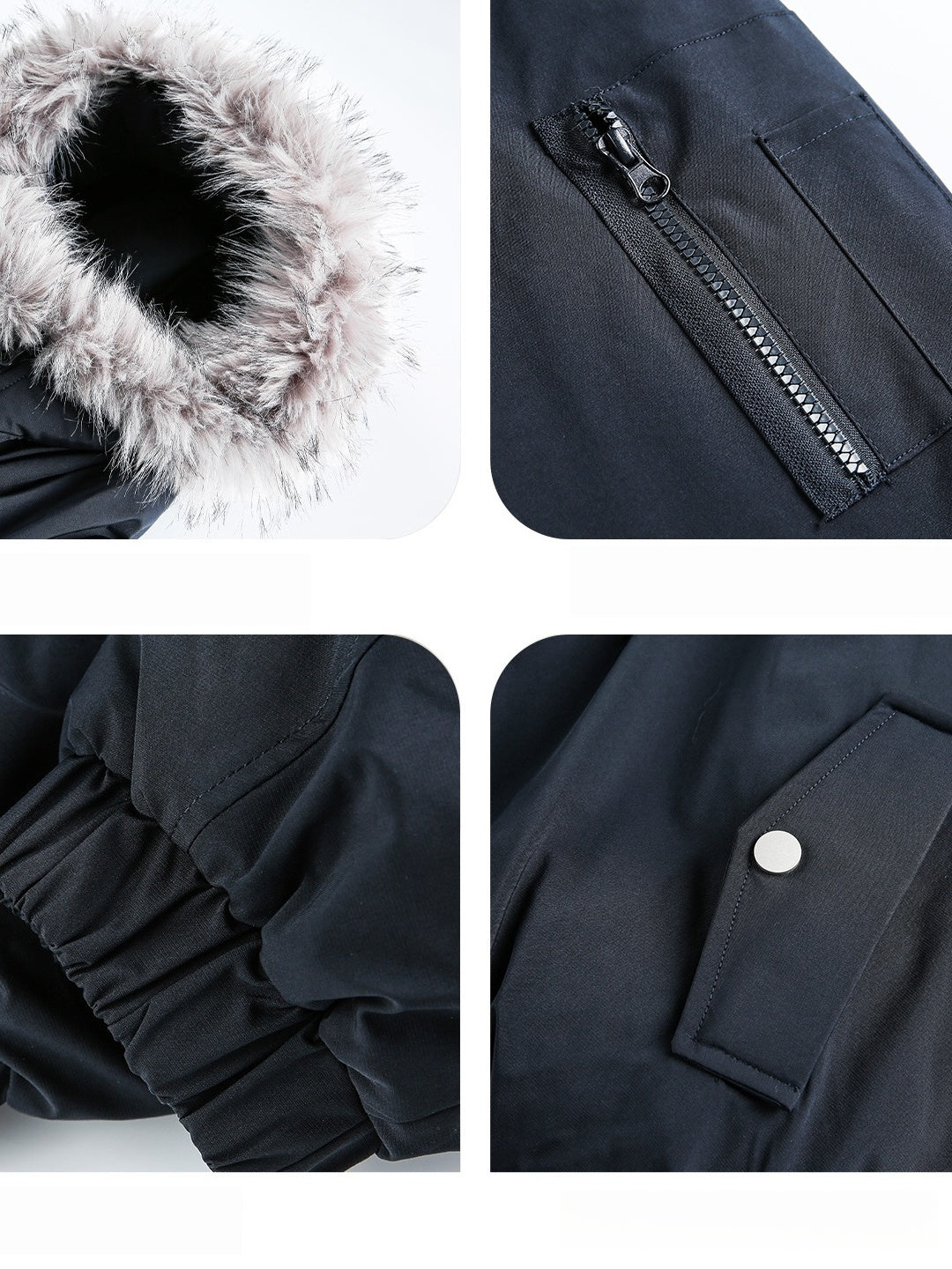 Outdoor Water-repellent Keep Warm Removable Fur Collar Thickening Hooded Parker