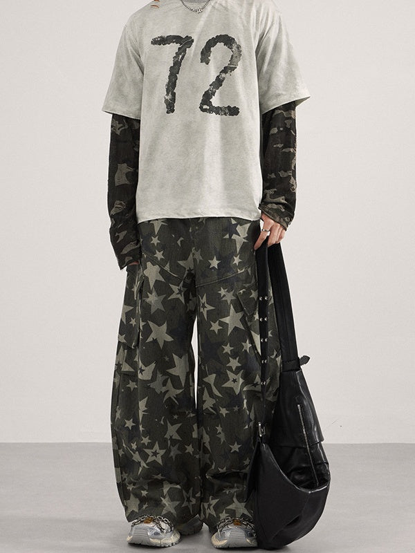 Liber Autumn Neutral wear Printed Shape Cargo Trousers