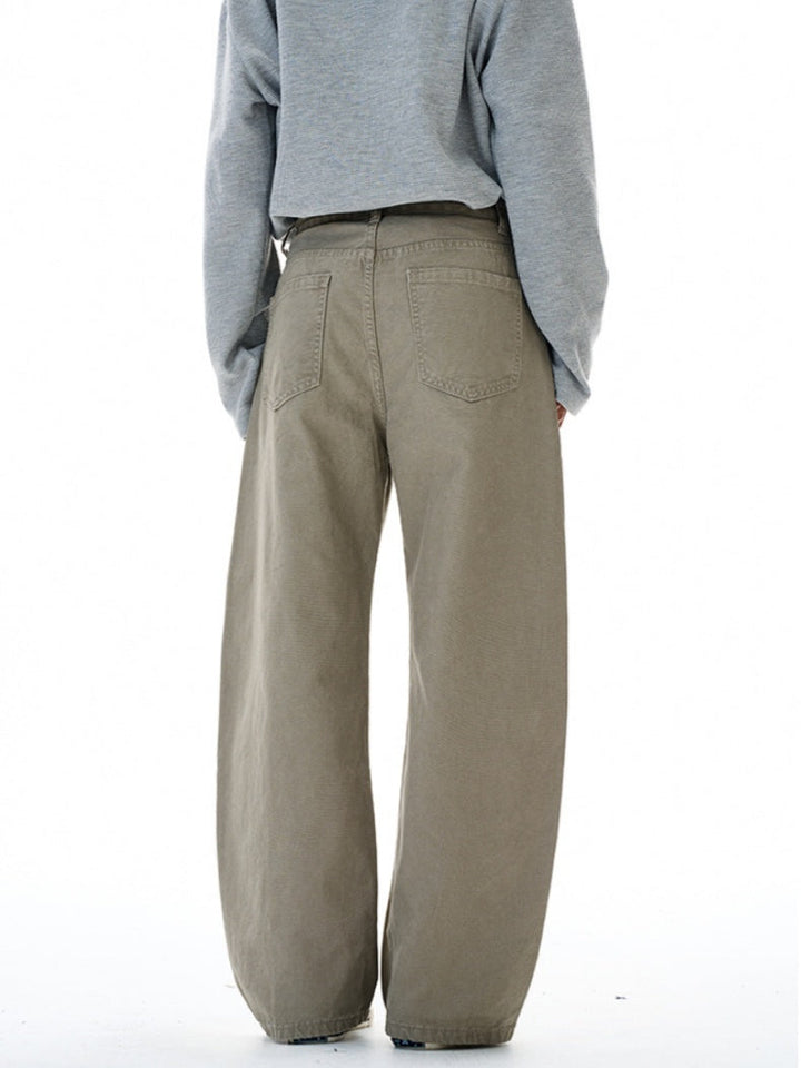 Retro Beaded Canvas Arc Machete Deconstruction Wide-leg Pants