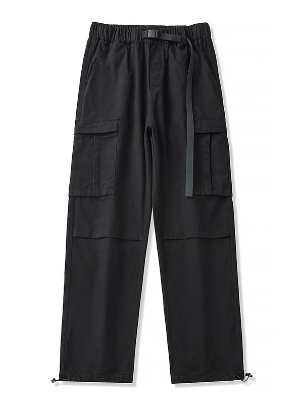 Washing Pleats Drawstring Two-way Loose Cargo Trousers