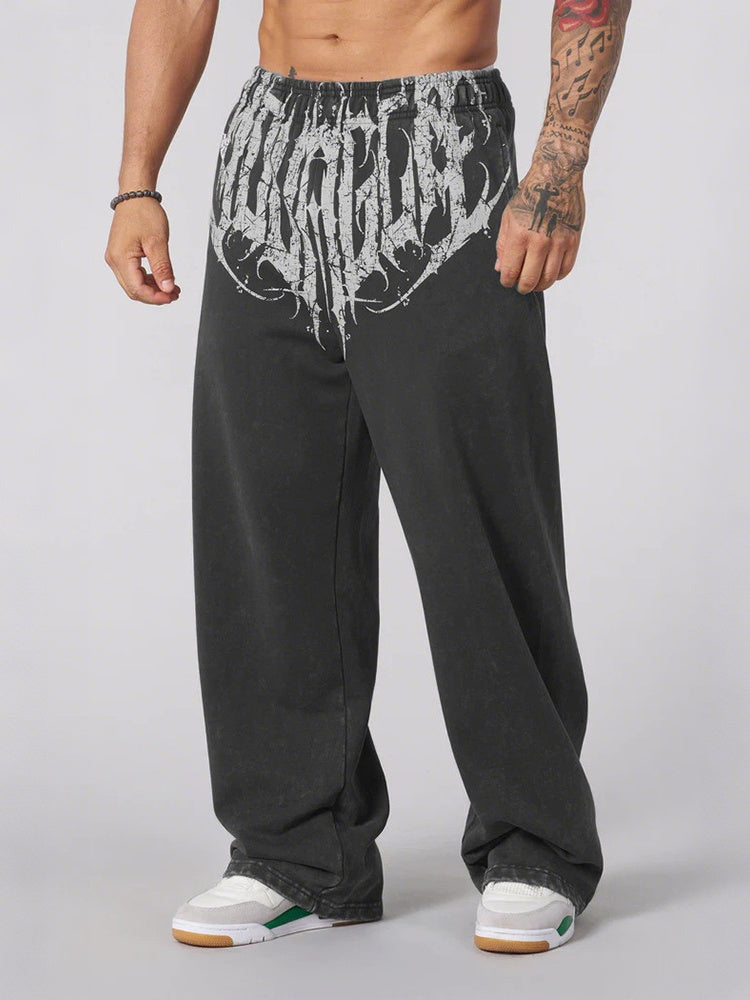 Printed Fitness Loose Straight Pants