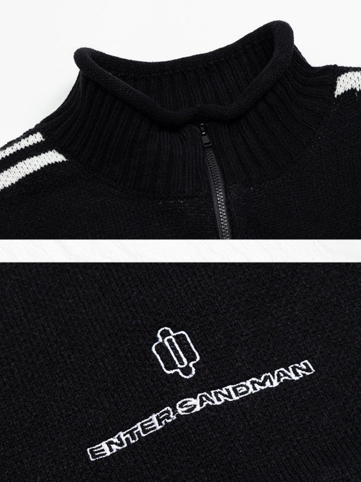 Color Matching Half Zipper Sweater