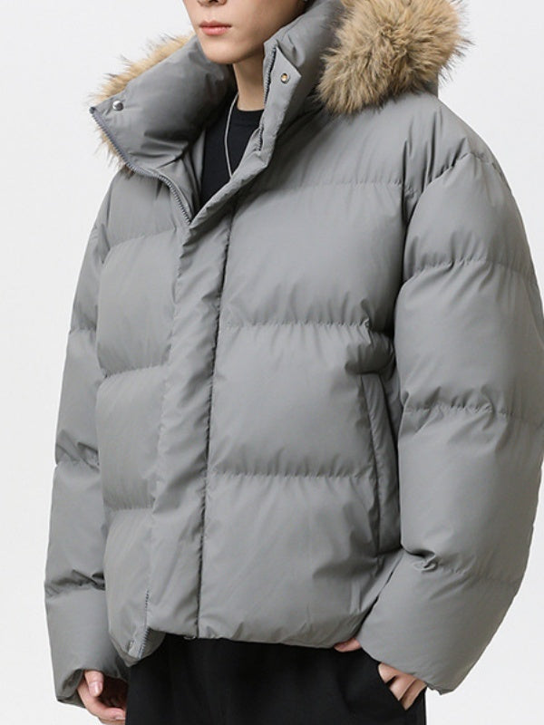 Thickening PU Leather Keep Warm Short Hooded Cotton-padded Clothes Parker Coat