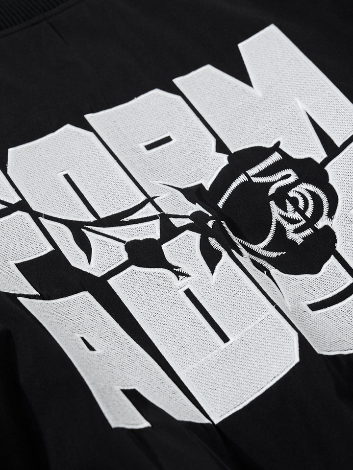 Retro Letter Print Loose Bomber Jacket