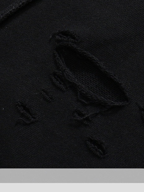 Oversize Hole Loose Pullover Long-sleeved T-shirt