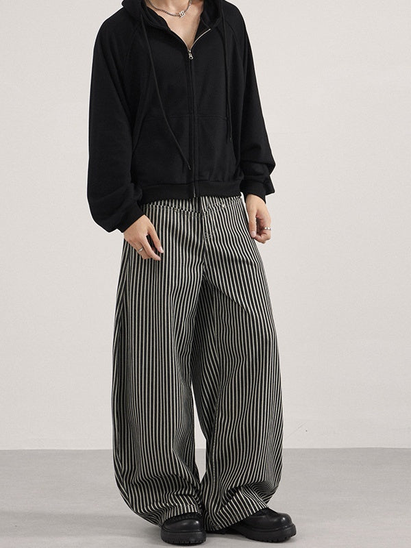 Liber Autumn Neutral wear Color matching Stripes Pants