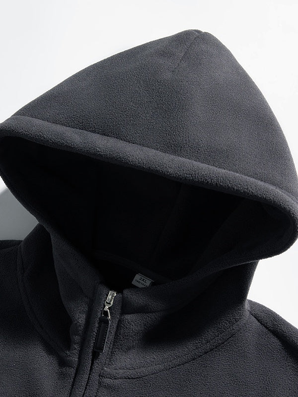 Half Zipper Thickening Polar Fleece Hooded Sweatshirt