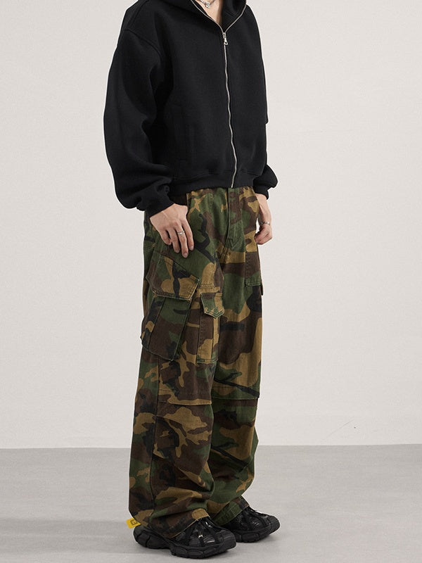 Liber Autumn Neutral wear Multiple pockets Camouflage Pants