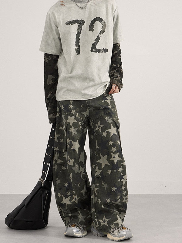 Liber Autumn Neutral wear Printed Shape Cargo Trousers
