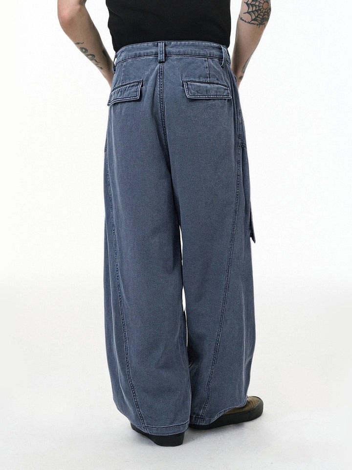 Function Outdoor Recreation Large Pockets Pleated Workwear Wide-leg Pants
