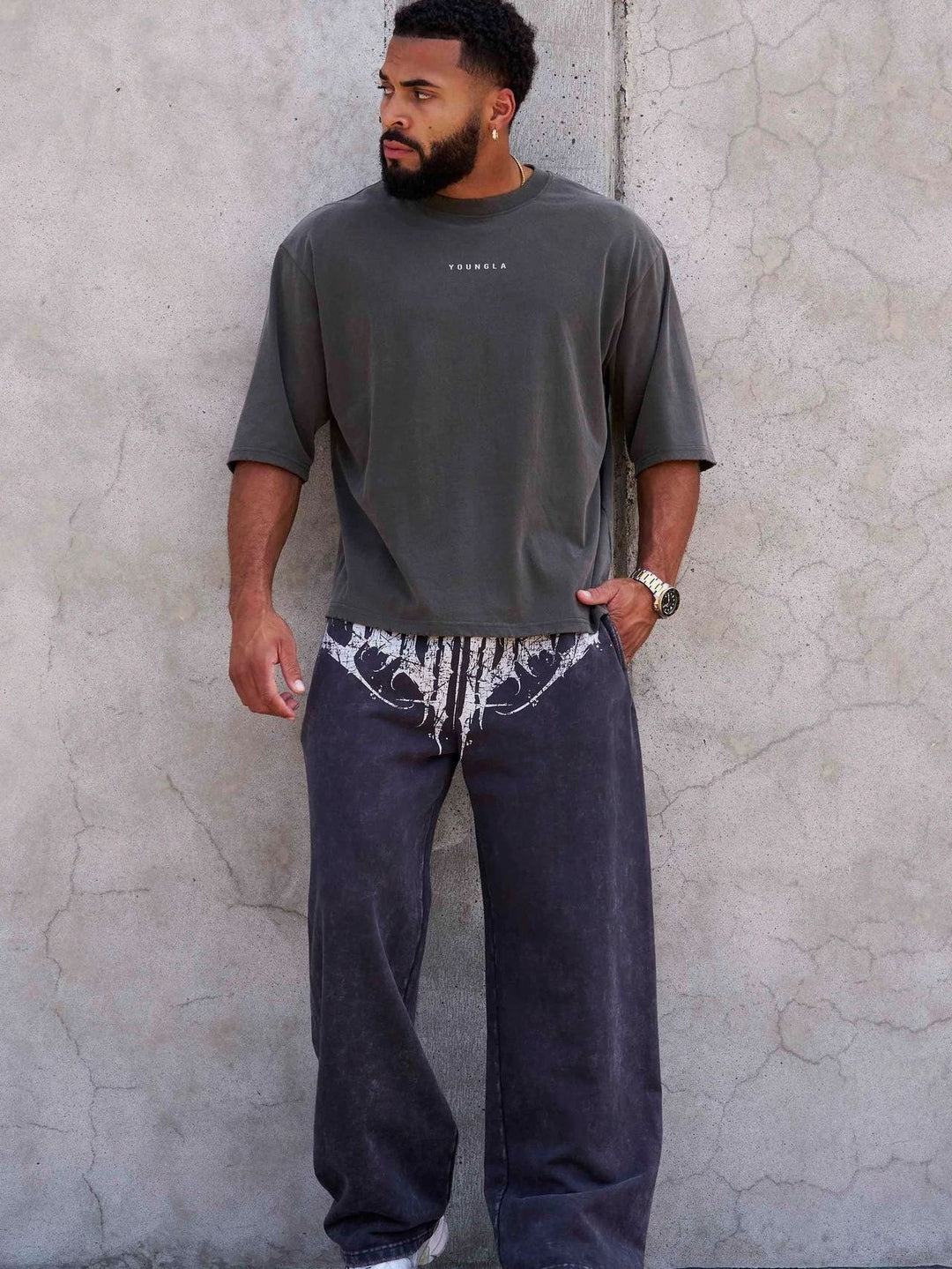 Printed Fitness Loose Straight Pants