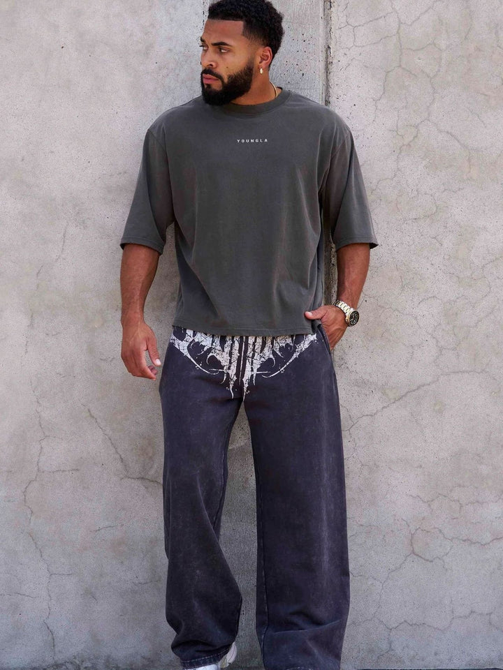 Printed Fitness Loose Straight Pants