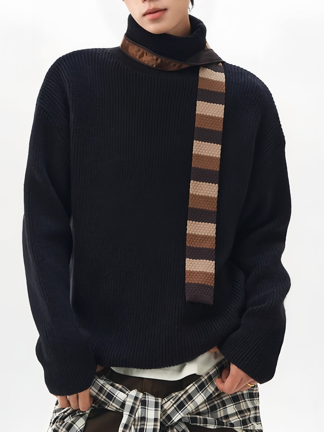 Simplicity Solid Color Loose Long Sleeve Turtleneck Sweater