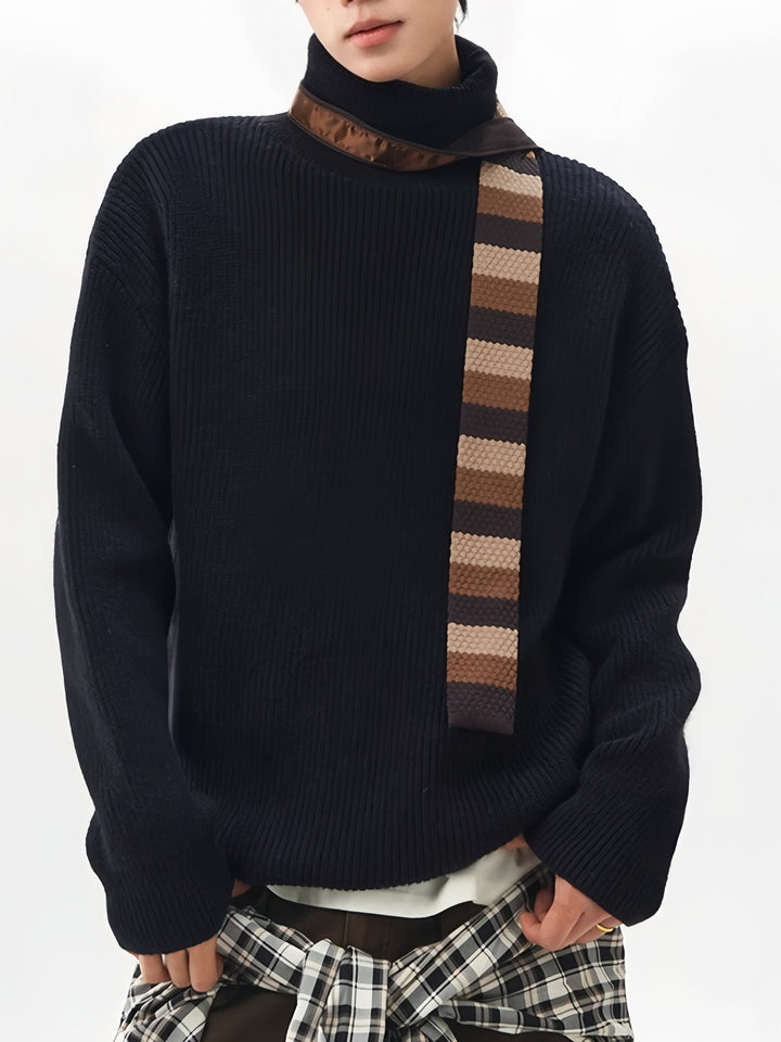 Simplicity Solid Color Loose Long Sleeve Turtleneck Sweater