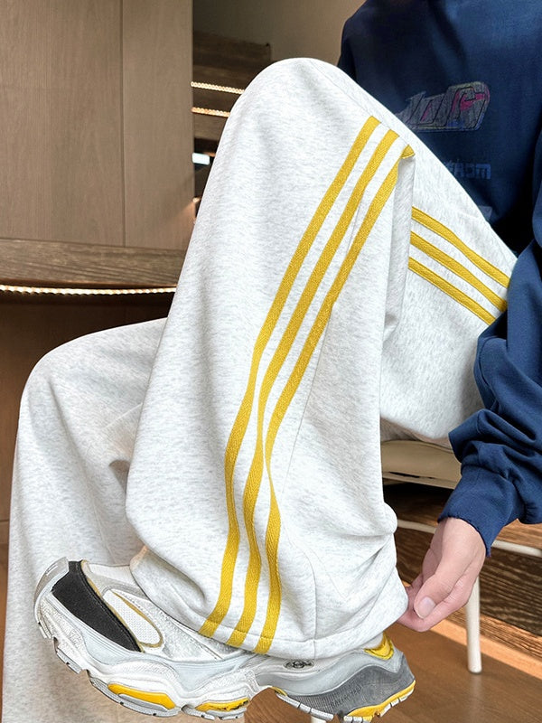 Neutral Color Matching Stripes Pants