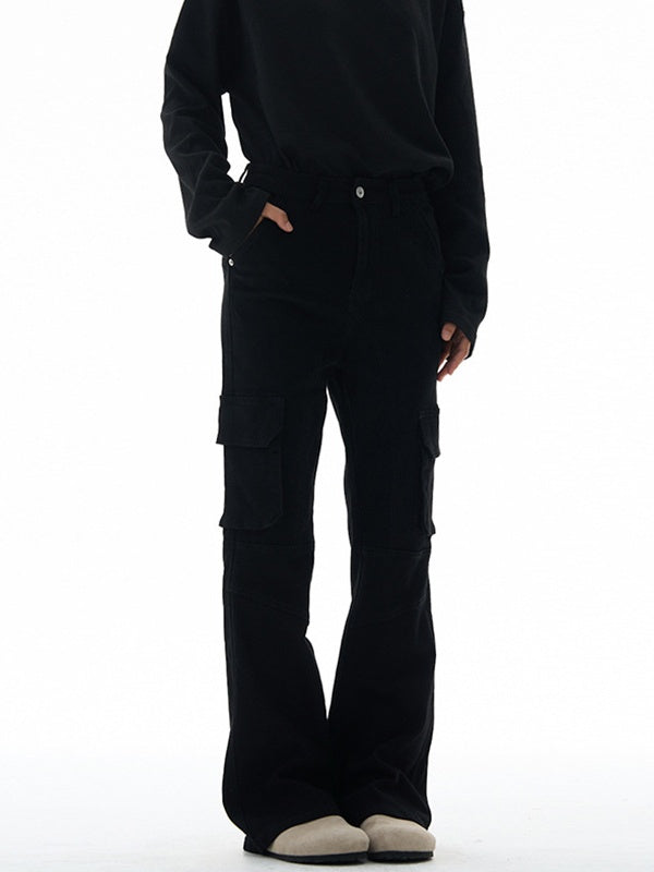 Liber Autumn Neutral wear Multiple pockets Solid Color Cargo Trousers