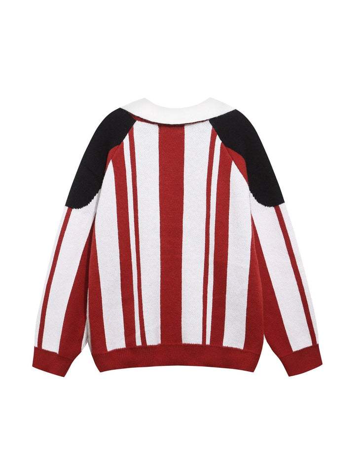 Christmas Retro Contrasting Letters Jacquard Small Lapel Pullover Sweater