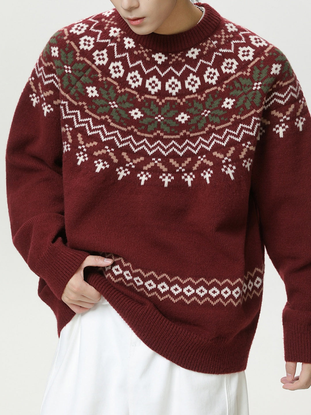 Fair Isle pattern Ethnic style All-match Pullover sweater