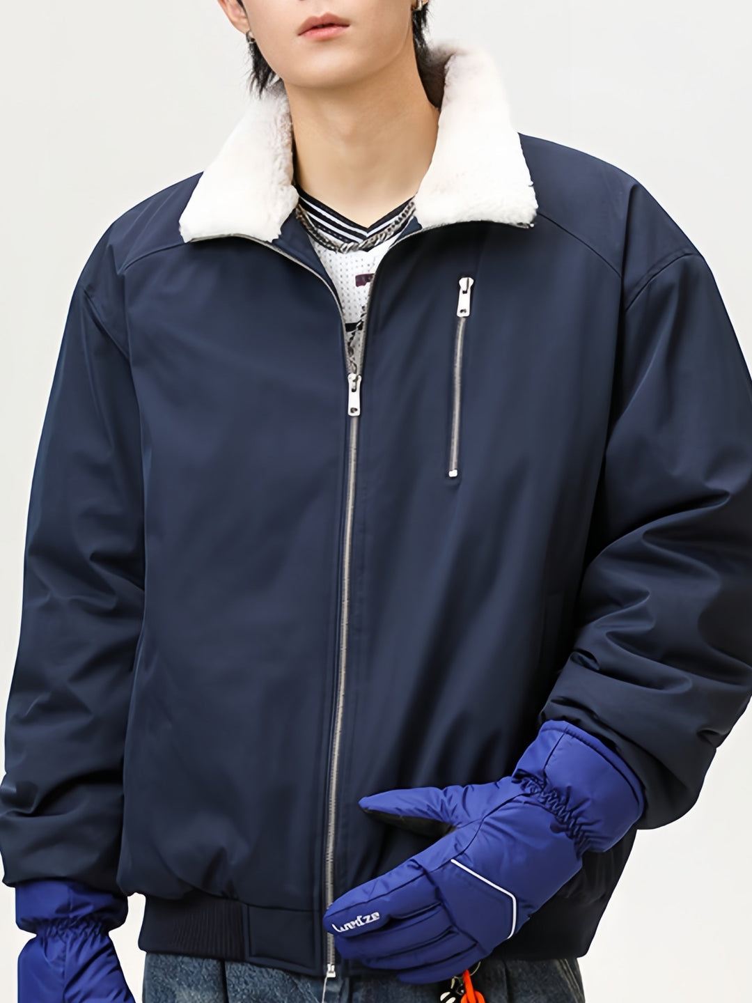 Casual Faux Lambswool Lapel Cotton Coat