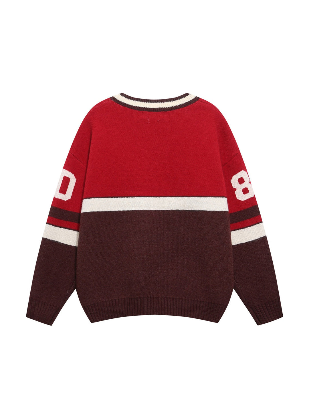 Christmas Retro Color Matching Letter Embroidery V-neck Sweater