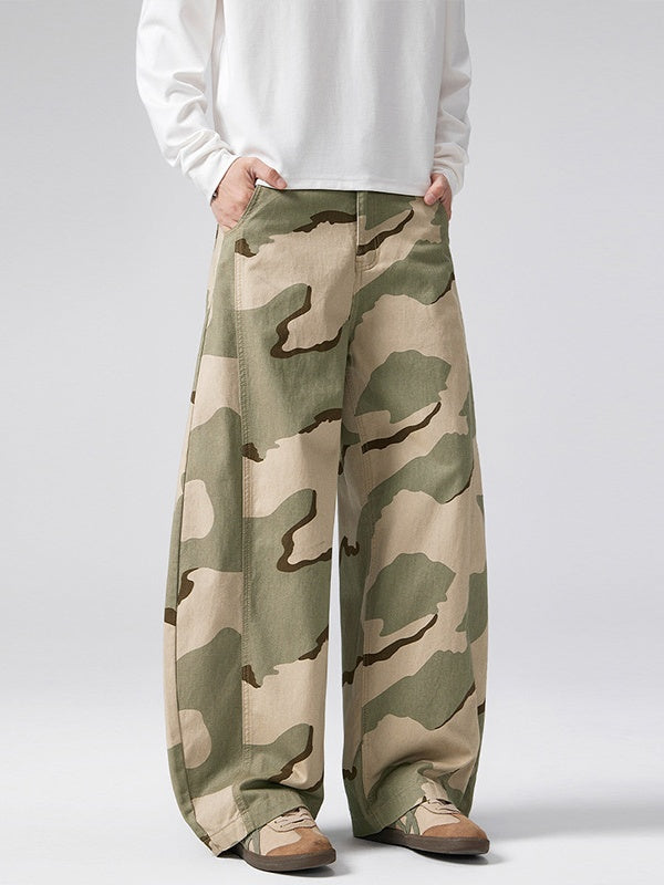 Retro Silhouette Deconstruction Camouflage Baggy Wide-leg Machete Trousers