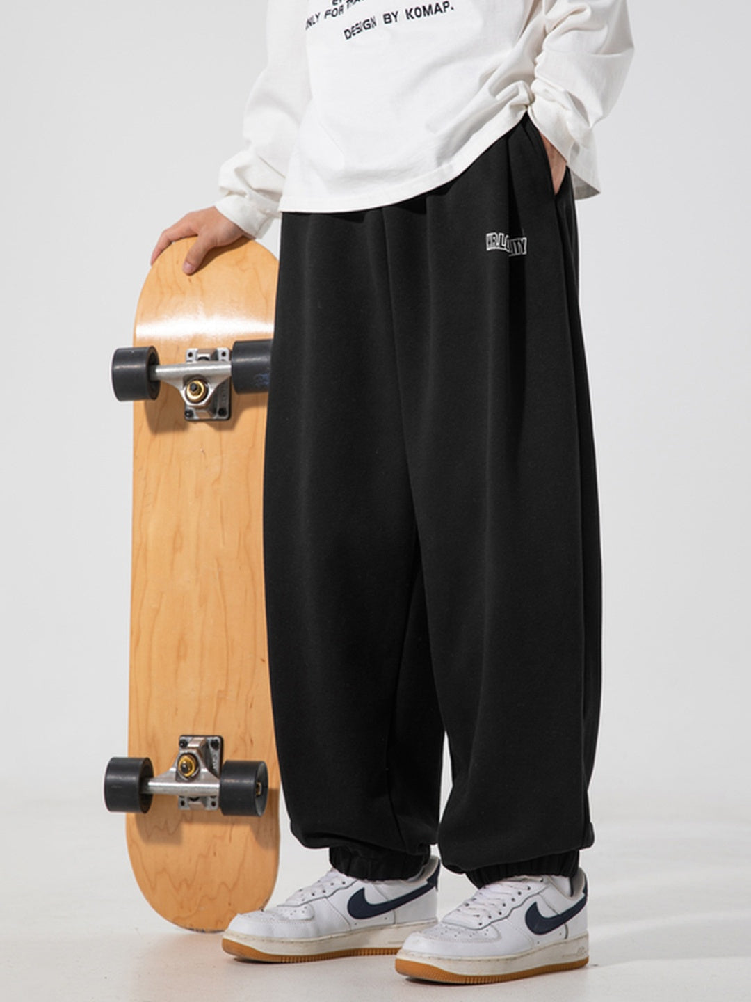 Letter Print Sports And Leisure Three-dimensional Pleating Cuffed Sweatpants