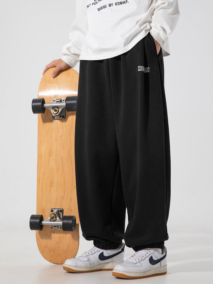 Letter Print Sports And Leisure Three-dimensional Pleating Cuffed Sweatpants