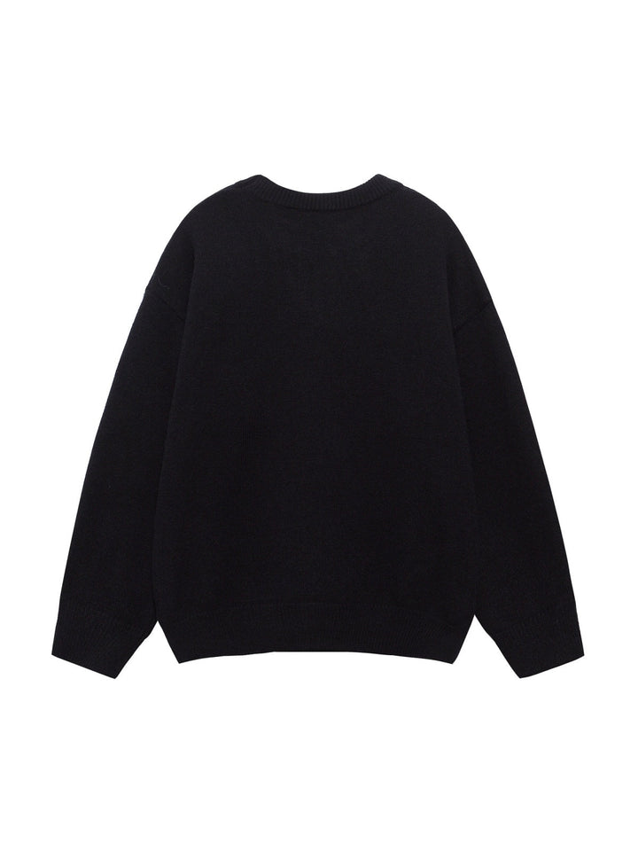 Retro Cute Tomato Puppy Jacquard Pullover Sweater