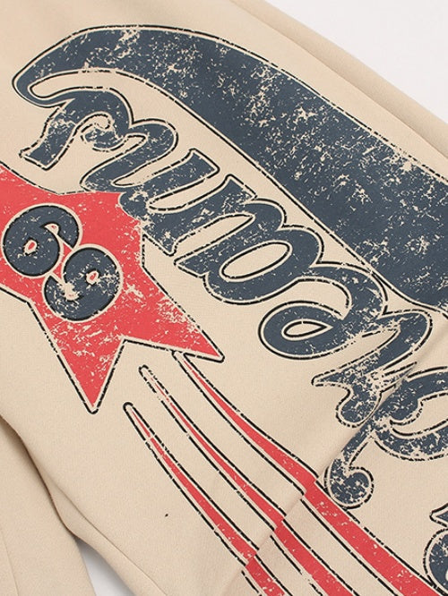 Plush Graffiti Print Loose Leisure Wide-leg Trousers