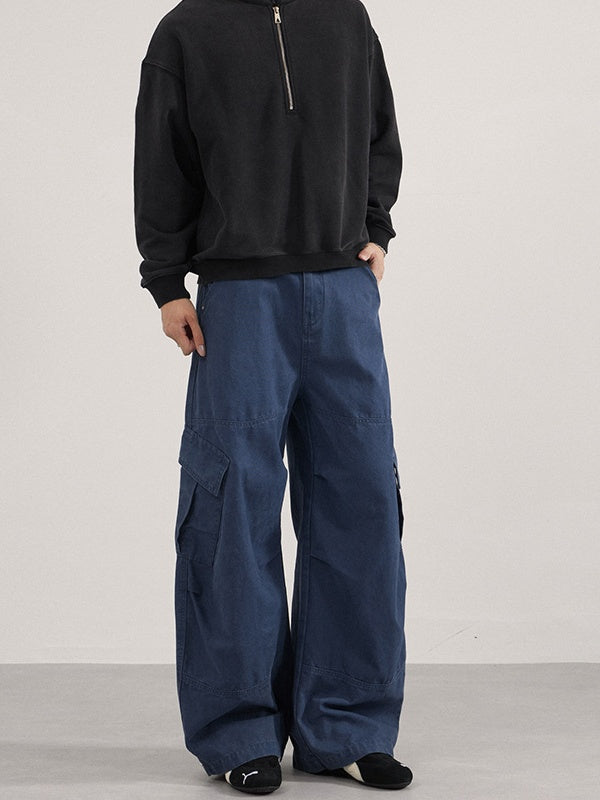 Liber Autumn Neutral wear Multiple pockets Solid Color Cargo Trousers