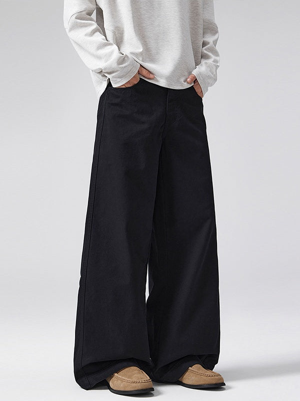 A-shaped Twill Cotton Cleanfit Wide-leg All-match Pants