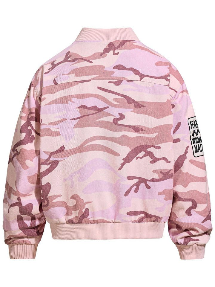 Retro Letter Embroidery Camouflage Plush Work Jacket