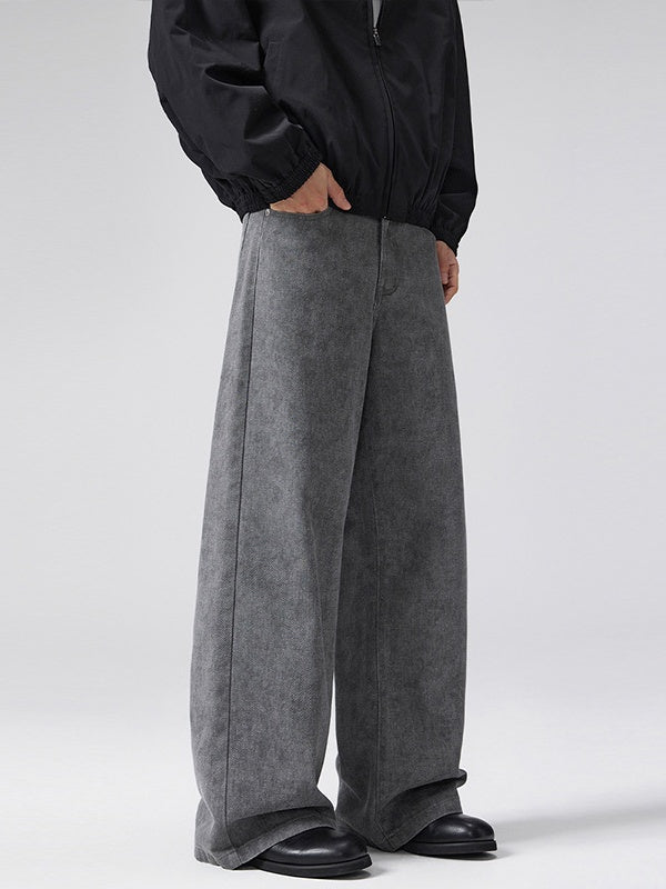 Retro Tie-dye Printed A-shaped Old Loose Floor-length Trousers