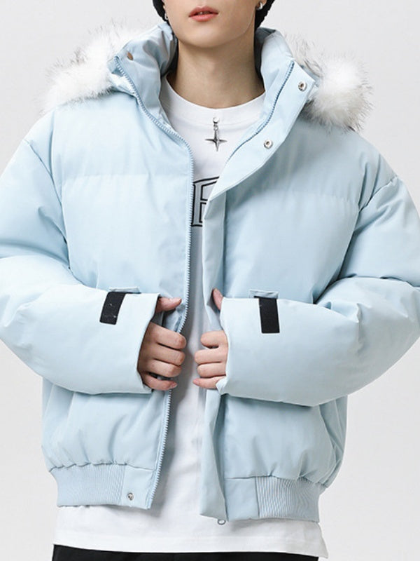 Fur Collar Thickening Keep Warm Loose Hooded Parker Cotton-padded Jacket