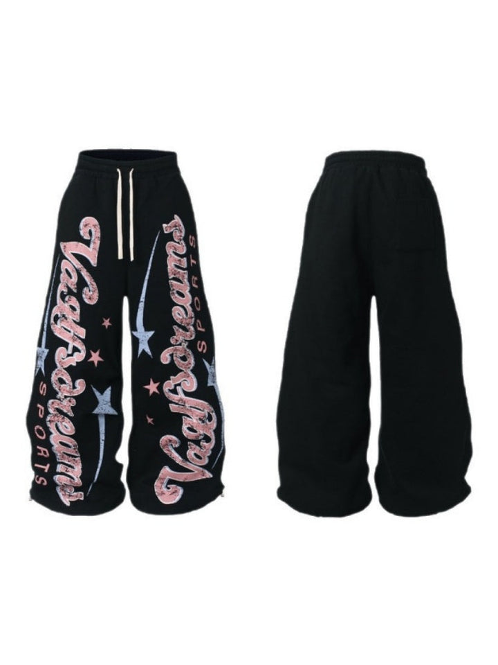 Anime College Style Leisure Warm Ins Wide-leg Pants