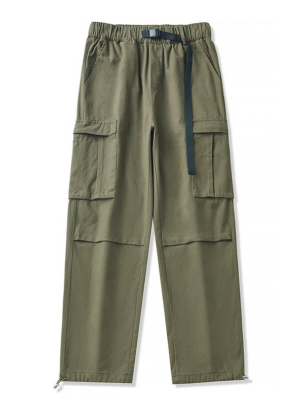 Washing Pleats Drawstring Two-way Loose Cargo Trousers
