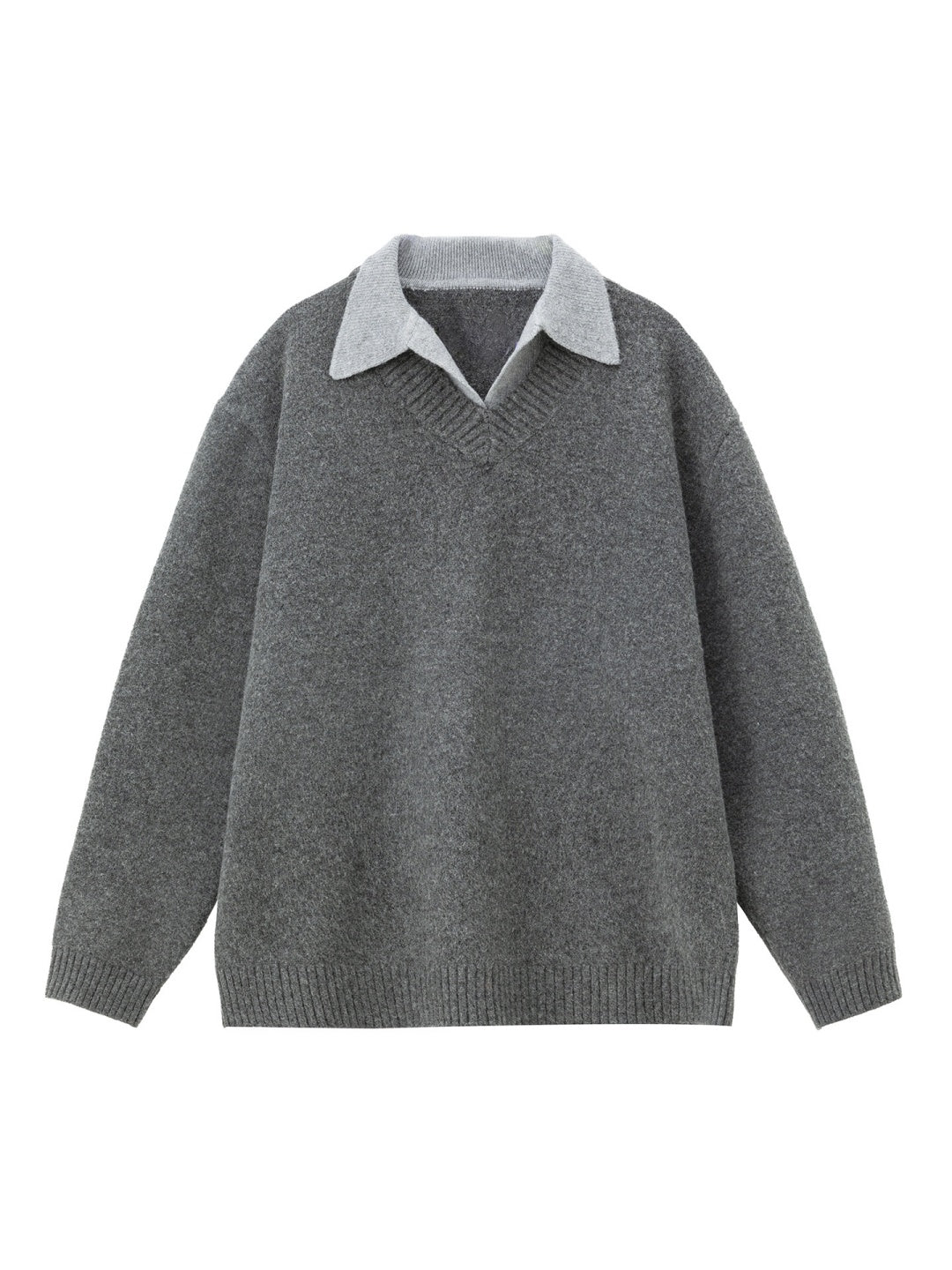 Fake two-piece lapel sweater