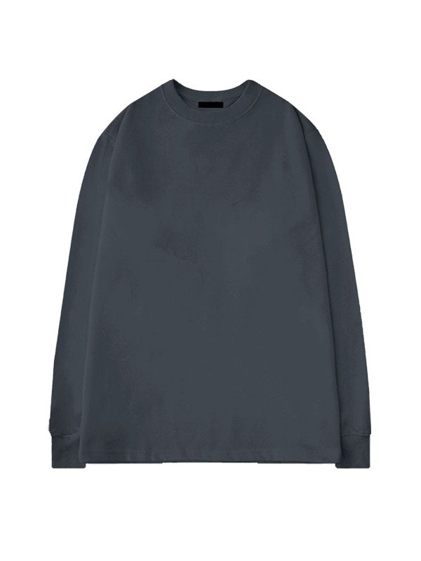 Crew Neck Inner Wear Loose Solid Color Long-sleeved T-shirt