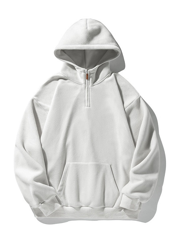 Half Zipper Thickening Polar Fleece Hooded Sweatshirt