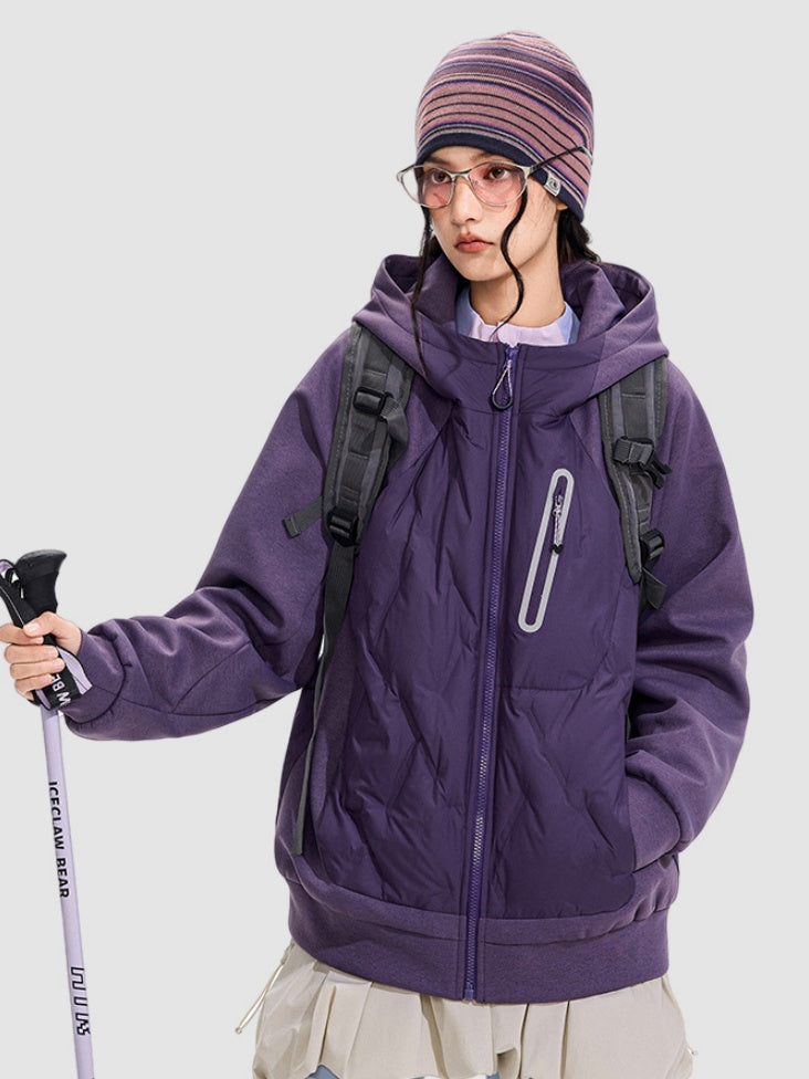 Lightweight Splicing Keep Warm Windproof Hooded Down Coat