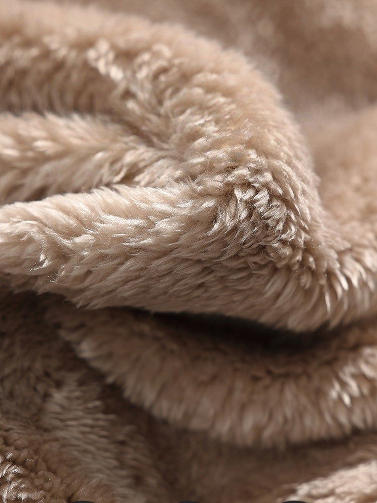 All-match Outdoor Solid Color Arctic Velvet Binding Of Feet Plush Casual Pants