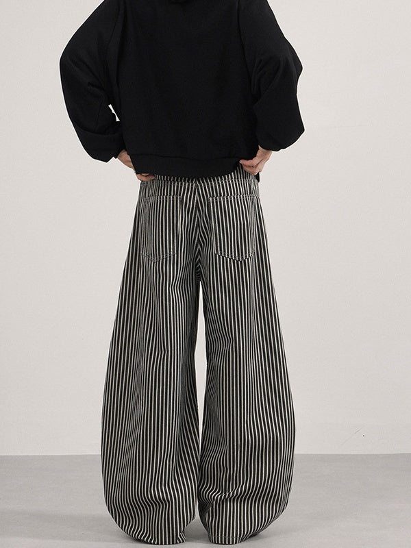 Liber Autumn Neutral wear Color matching Stripes Pants