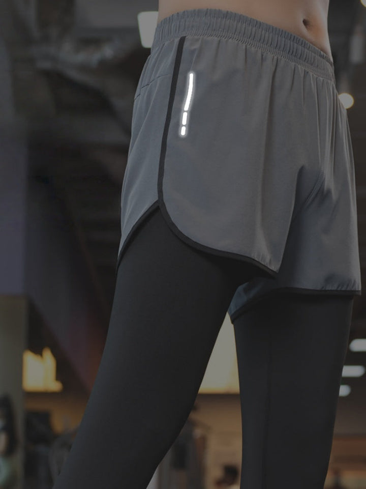 Tight Fake Two Pieces High Elasticity Quick-drying Fitness Running Sweatpants