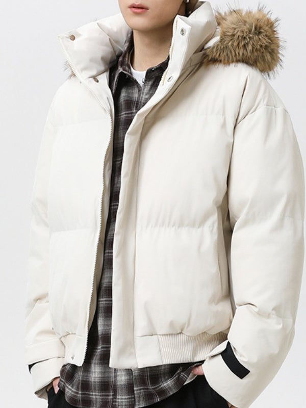 Fur Collar Thickening Keep Warm Loose Hooded Parker Cotton-padded Jacket