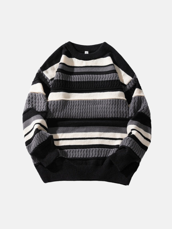 Neutral Color Block Striped Sweaters