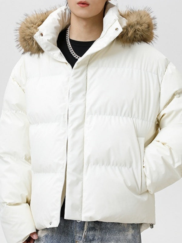 Thickening PU Leather Keep Warm Short Hooded Cotton-padded Clothes Parker Coat