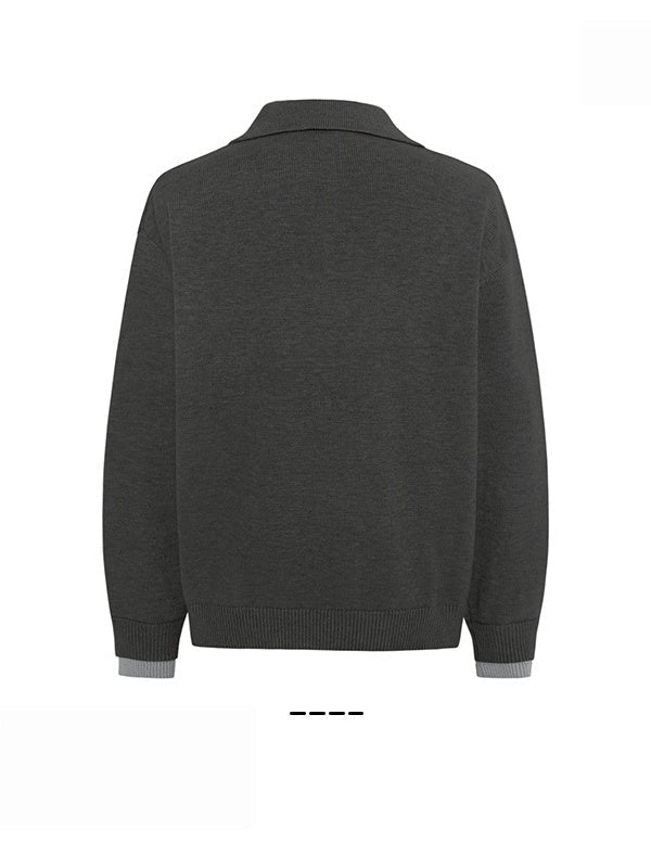 Contrasting Colors Fake Two Pieces Hood Sweaters